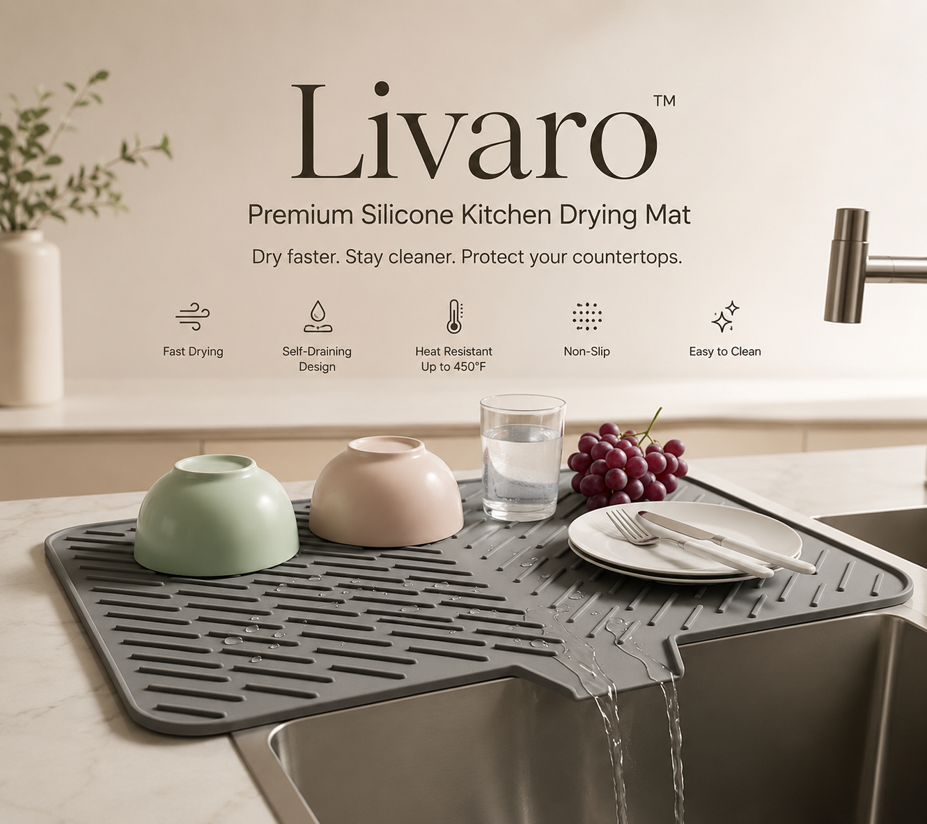 Livaro™ Premium Silicone Kitchen Drying Mat