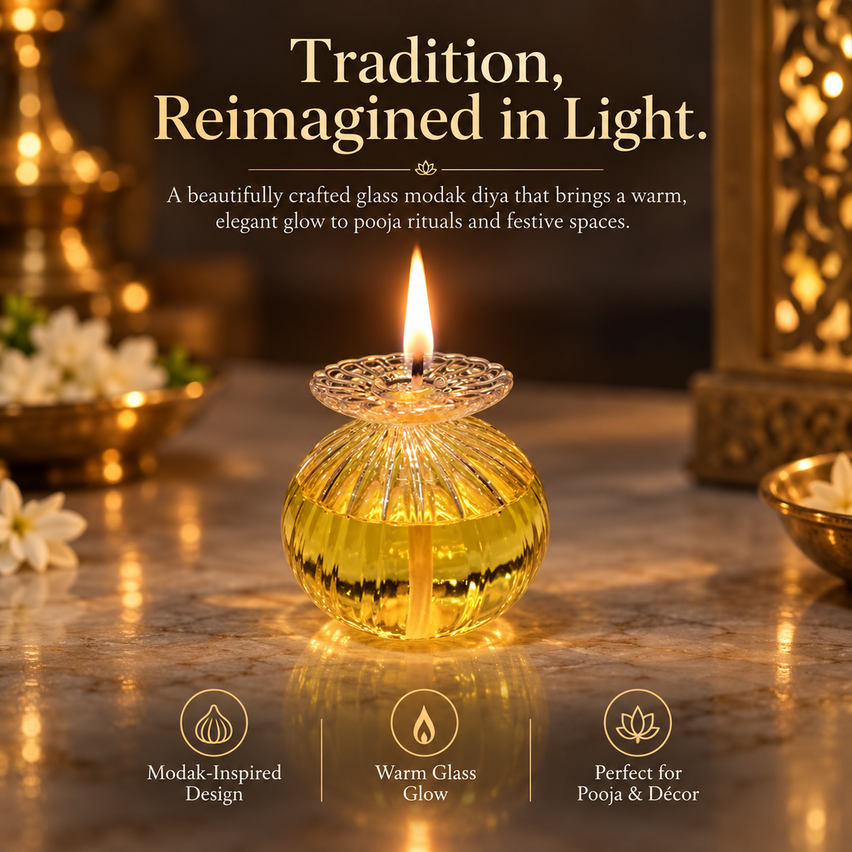 DIYORA™ Glass Modak Diya