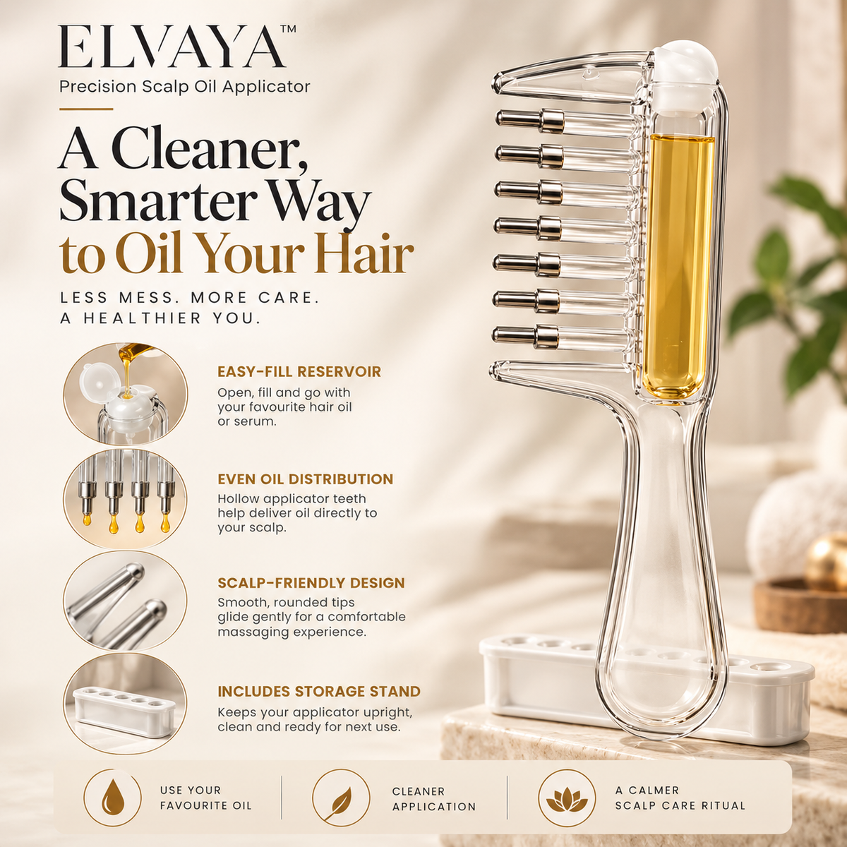 ELVAYA™ Precision Scalp Oil Applicator